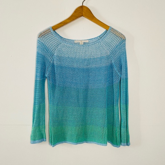 Boston Proper Tops - boston proper | blue crochet ombre long sleeve layering top